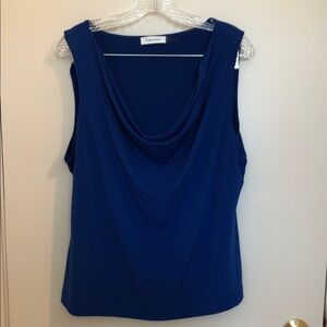 Calvin Klein Draped Cowl Neck Sleeveless Camisole - Blue